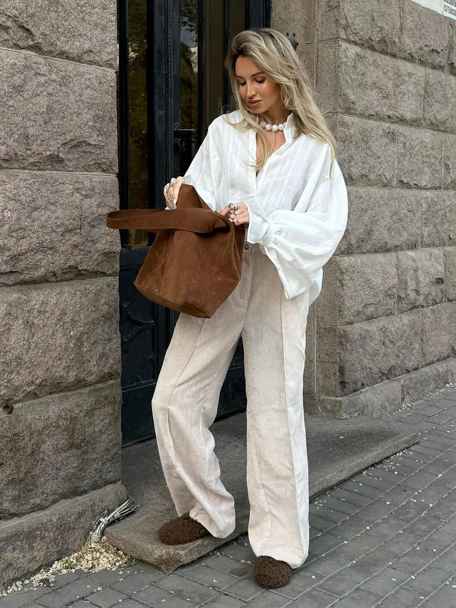 Pantalon à jambes larges et coupe ample pour femmes
