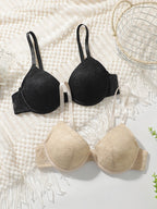 Ensemble 2 pièces de soutien-gorge sexy en dentelle brodée pour femmes