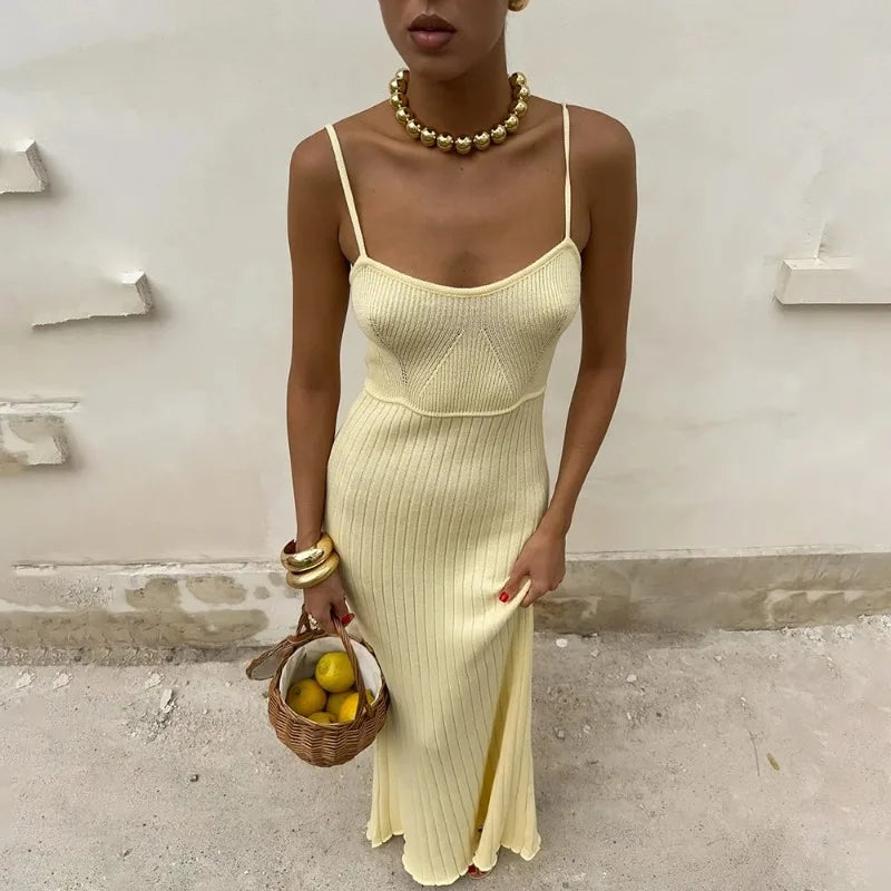Robe longue élégante en maille pour femmes