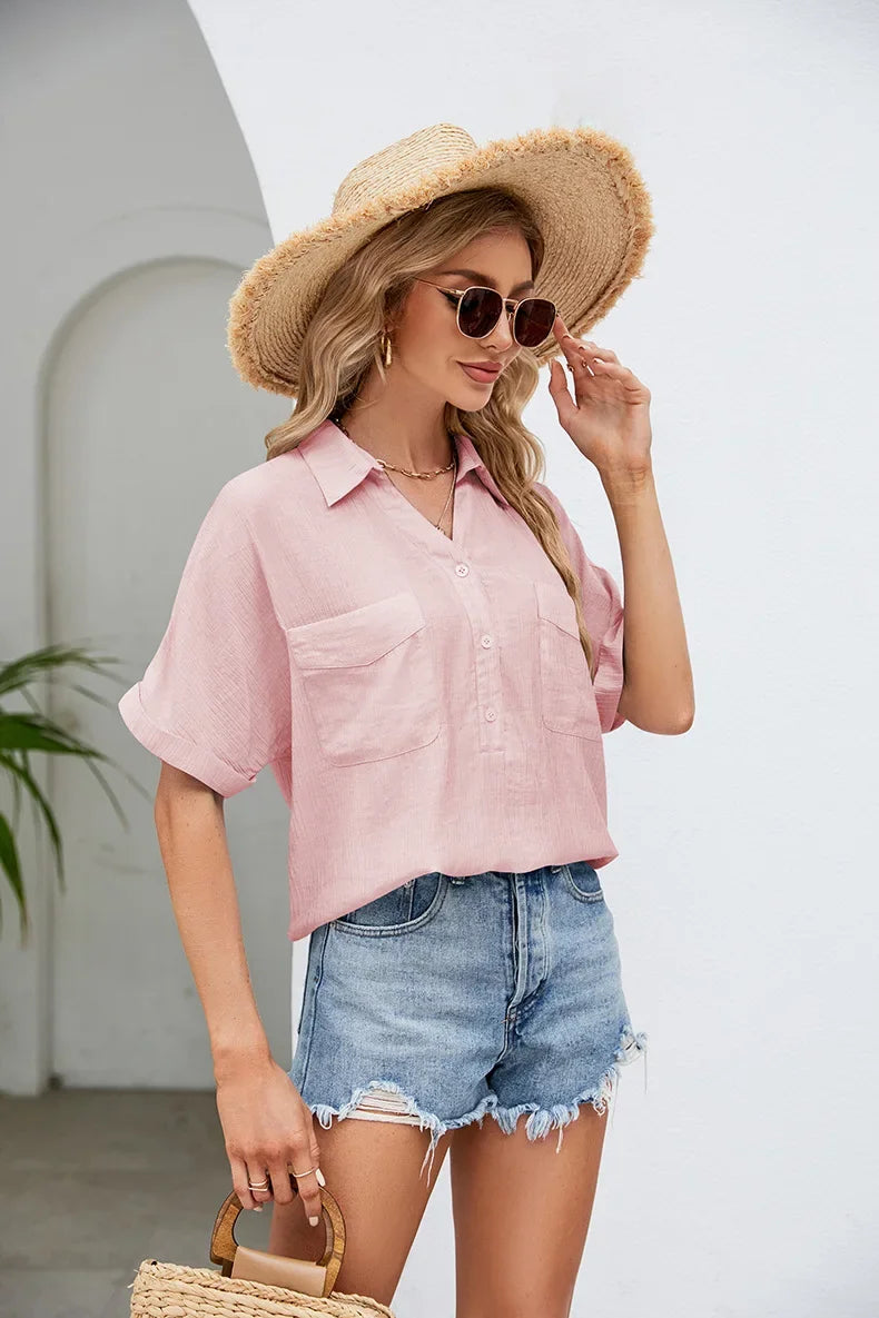 Chemise respirante à manches courtes pour femmes