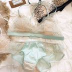 Ensemble soutien-gorge brodé en dentelle français et culotte pour femmes