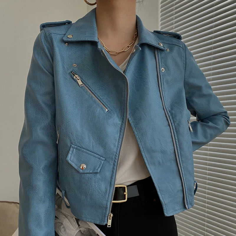 Veste en cuir, cuir PU pour femmes
