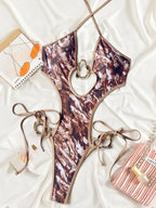 Maillots de bain une pièce avec anneau en métal pour femmes