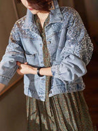 Veste en jean à paillettes pour femmes