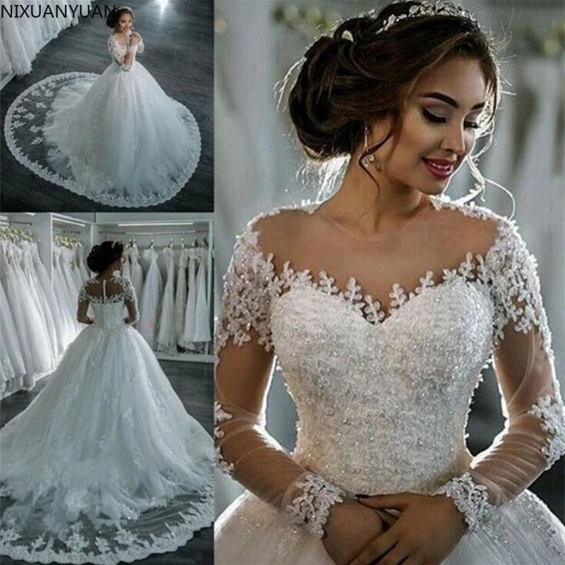 Robe de mariée à manches longues pour femmes