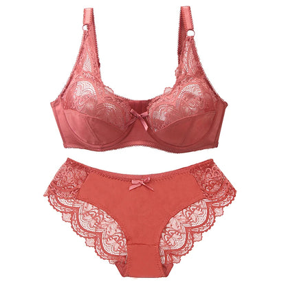 Ensemble Lingerie Femme – Push-Up à Nœud en Dentelle et Culotte