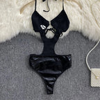 Body à dos nu en cuir PU pour femmes
