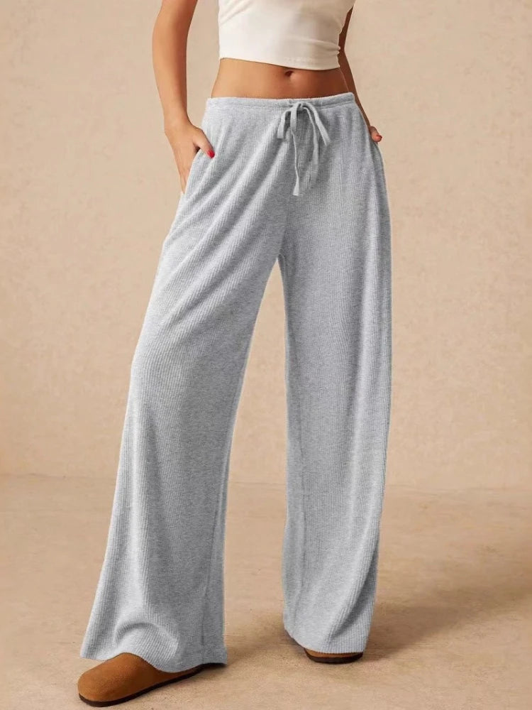 Pantalon Large Femme – Taille Haute et Uni