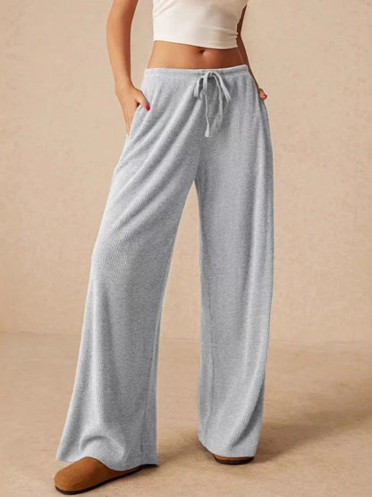 Pantalon Large Femme – Taille Haute et Uni