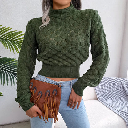 Pull Court Femme – Maille Texturée à Losanges