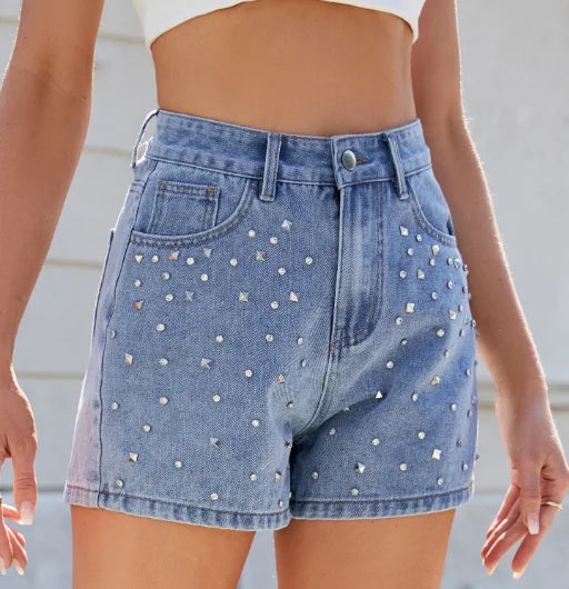 Shorts court en jean perlés pour femmes
