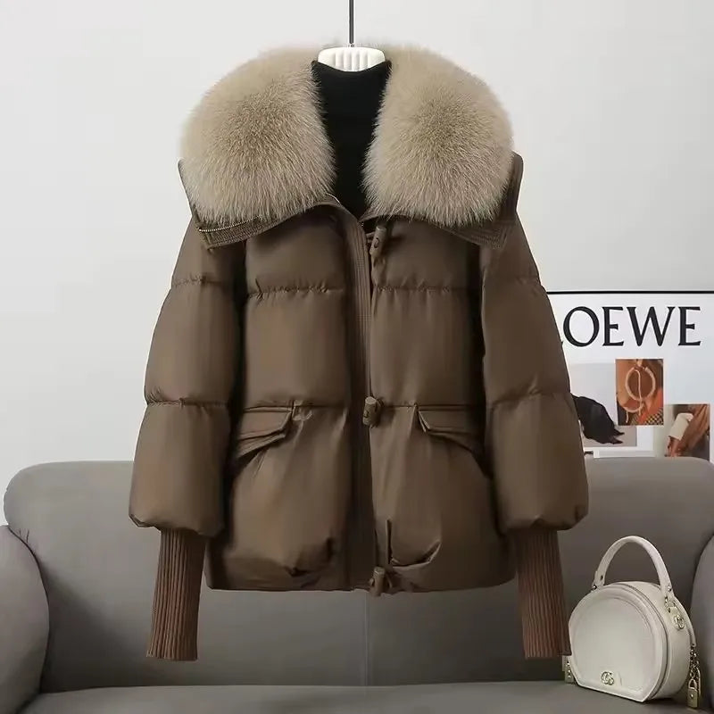 Manteau avec grand col de fourrure pour femmes