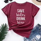 T Shirt imprimer en coton à manches courtes pour femmes