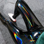 Leggings en cuir PU réfléchissant brillant pour femmes