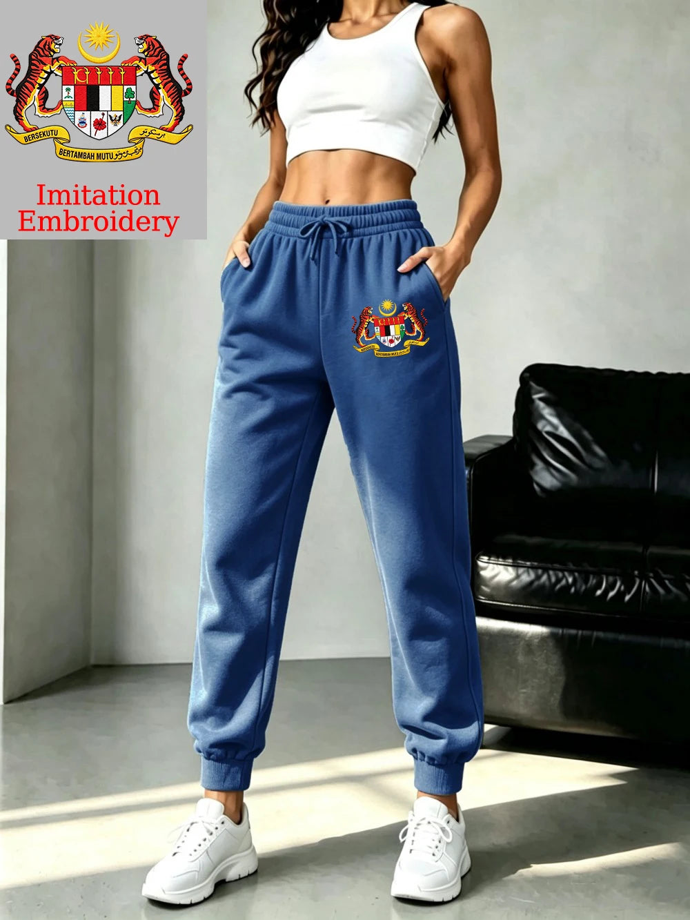 Pantalon de jogging imprimé emblème de la Malaisie décontracté en molleton pour femmes