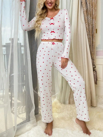 Pyjama à Cœurs Femme – Dentelle et Col V
