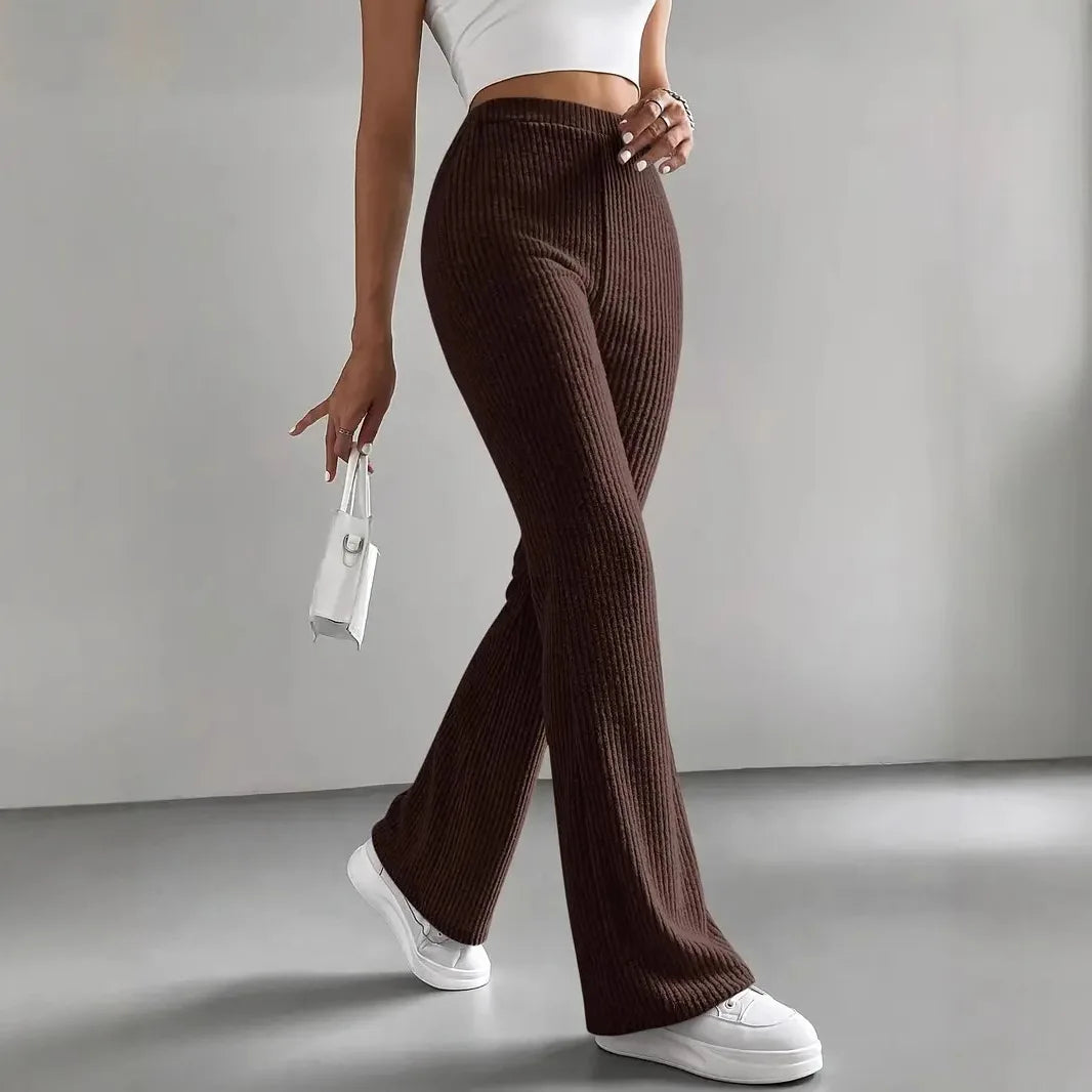 Pantalon évasé élégant et uni pour femmes