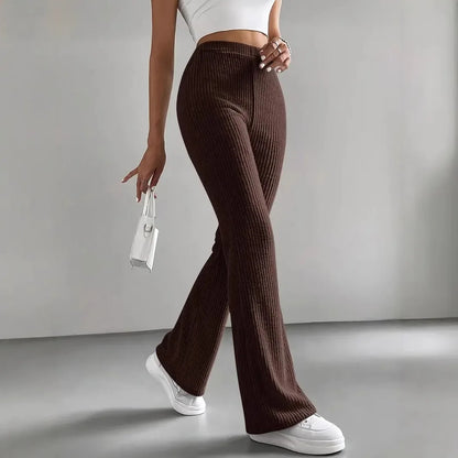 Pantalon Évasé Uni Femme – Coupe Élégante