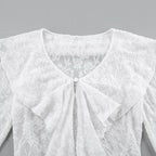 Chemisier en dentelle transparente blanche pour femmes