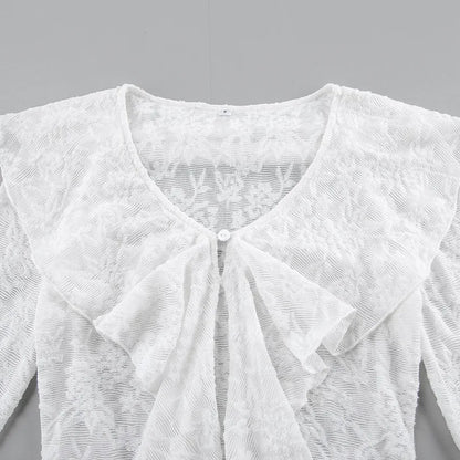 Chemisier Blanc en Dentelle Transparente Femme