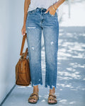 Jean taille haute avec trou pour femmes