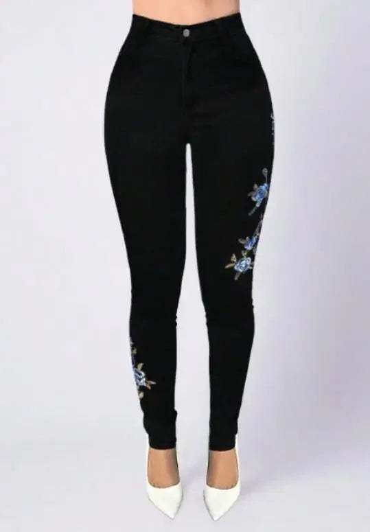 Pantalon en jean taille haute pour femmes