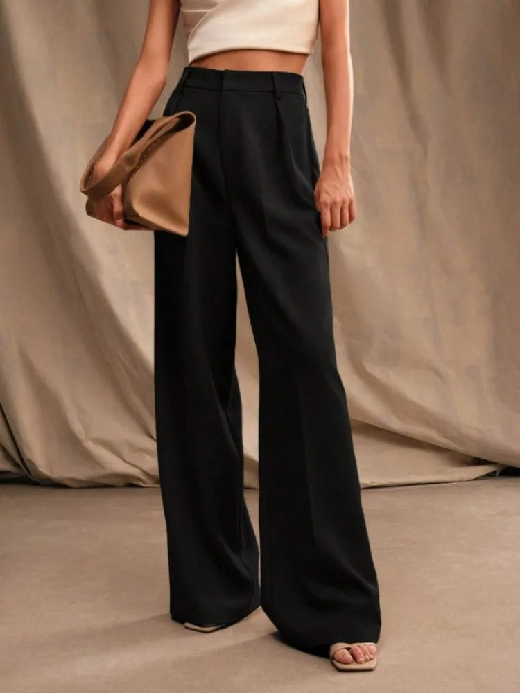 Pantalon de Costume Femme – Taille Haute et Jambes Larges