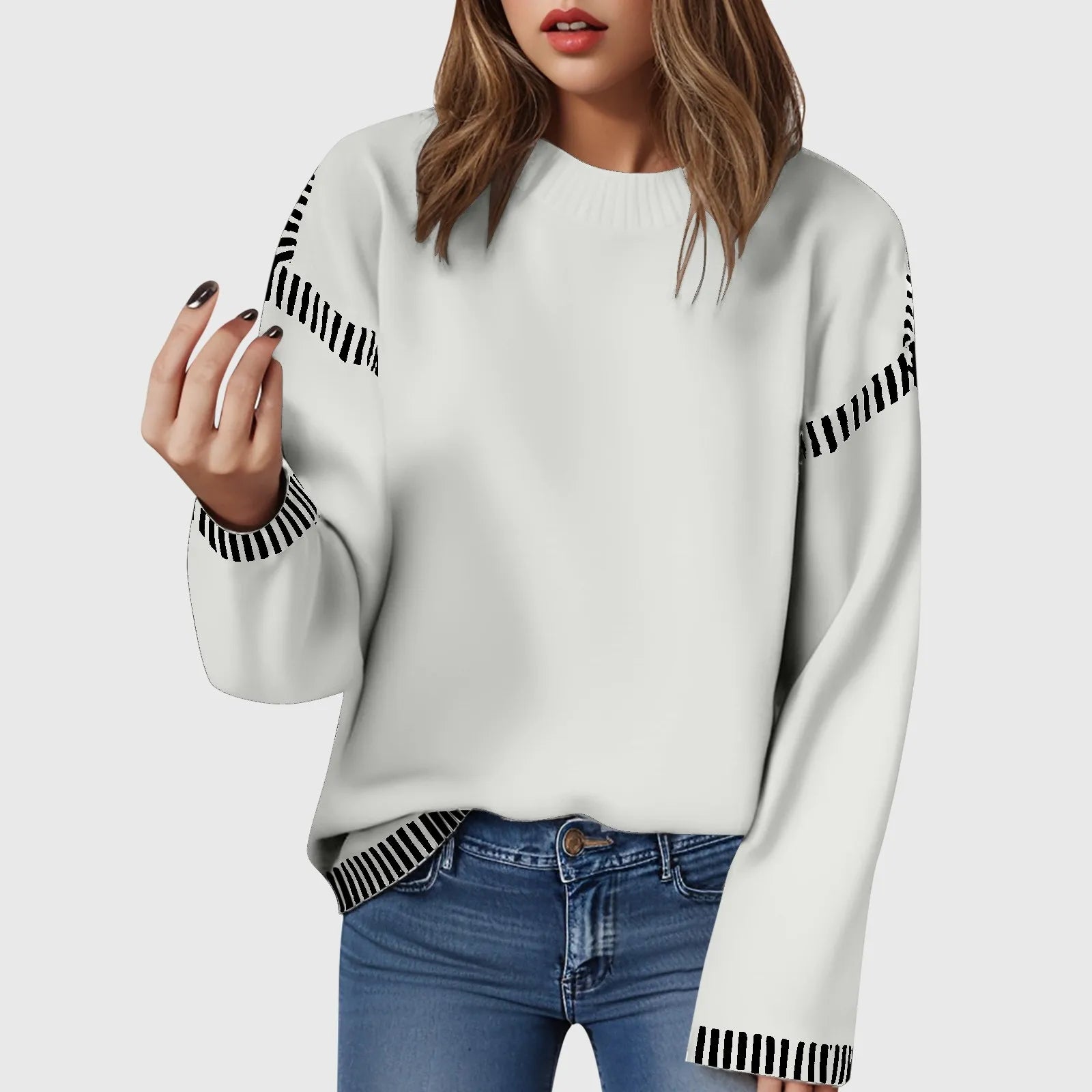 Pull ample à manches longues pour femmes