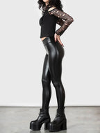 Leggings en cuir PU taille haute pour femmes