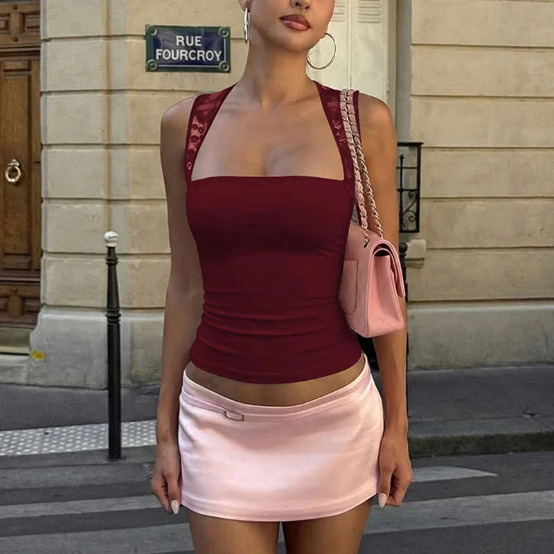 Débardeur Court Femme – Dentelle Séduisante