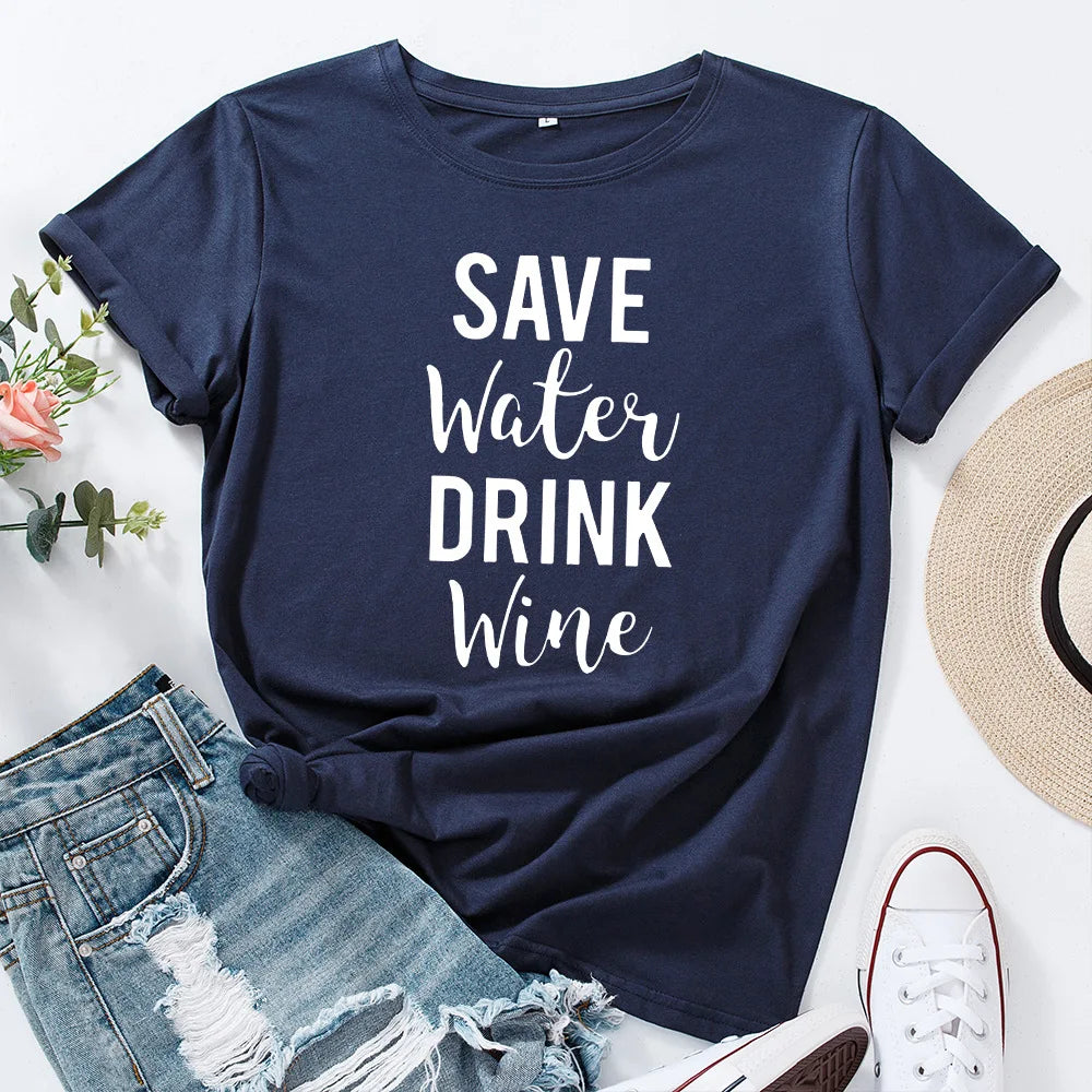 T Shirt imprimer en coton à manches courtes pour femmes
