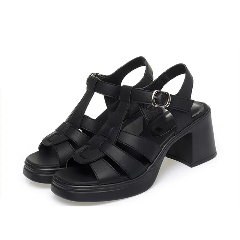 Sandales en cuir talons pour femmes