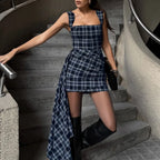 Robe courte à carreaux pour femmes