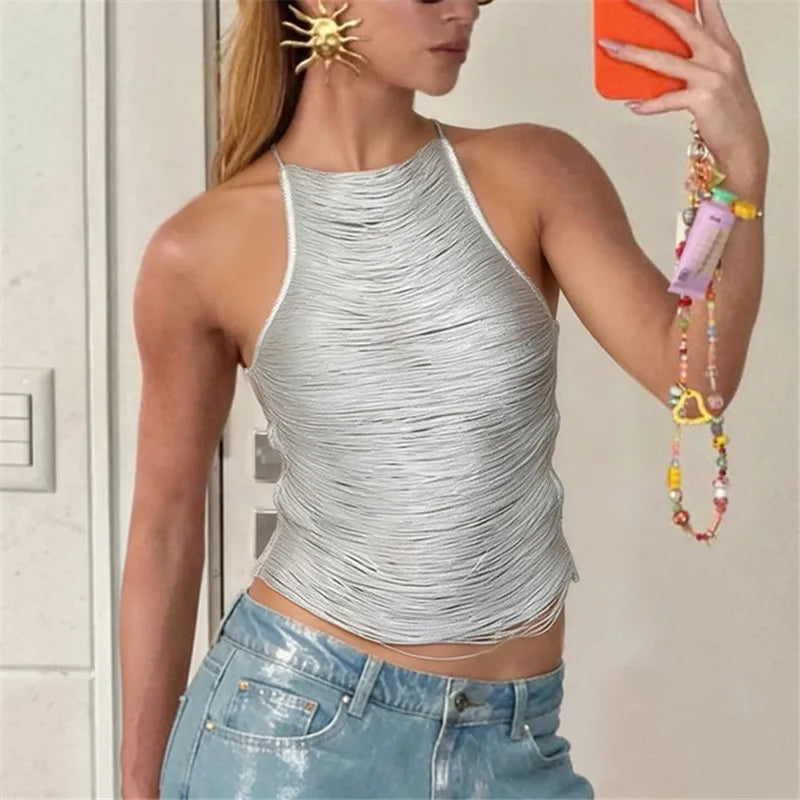 Débardeur Chic Femme – Franges et Dos Nu