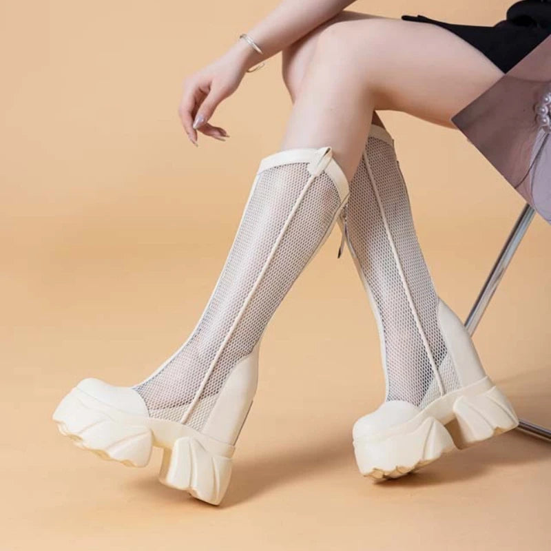 Bottes genou haute à plate-forme pour femmes