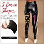 Leggings gainants taille haute en similicuir pour femmes