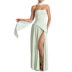 Robe longue tube fendue à la taille haute, pour femmes