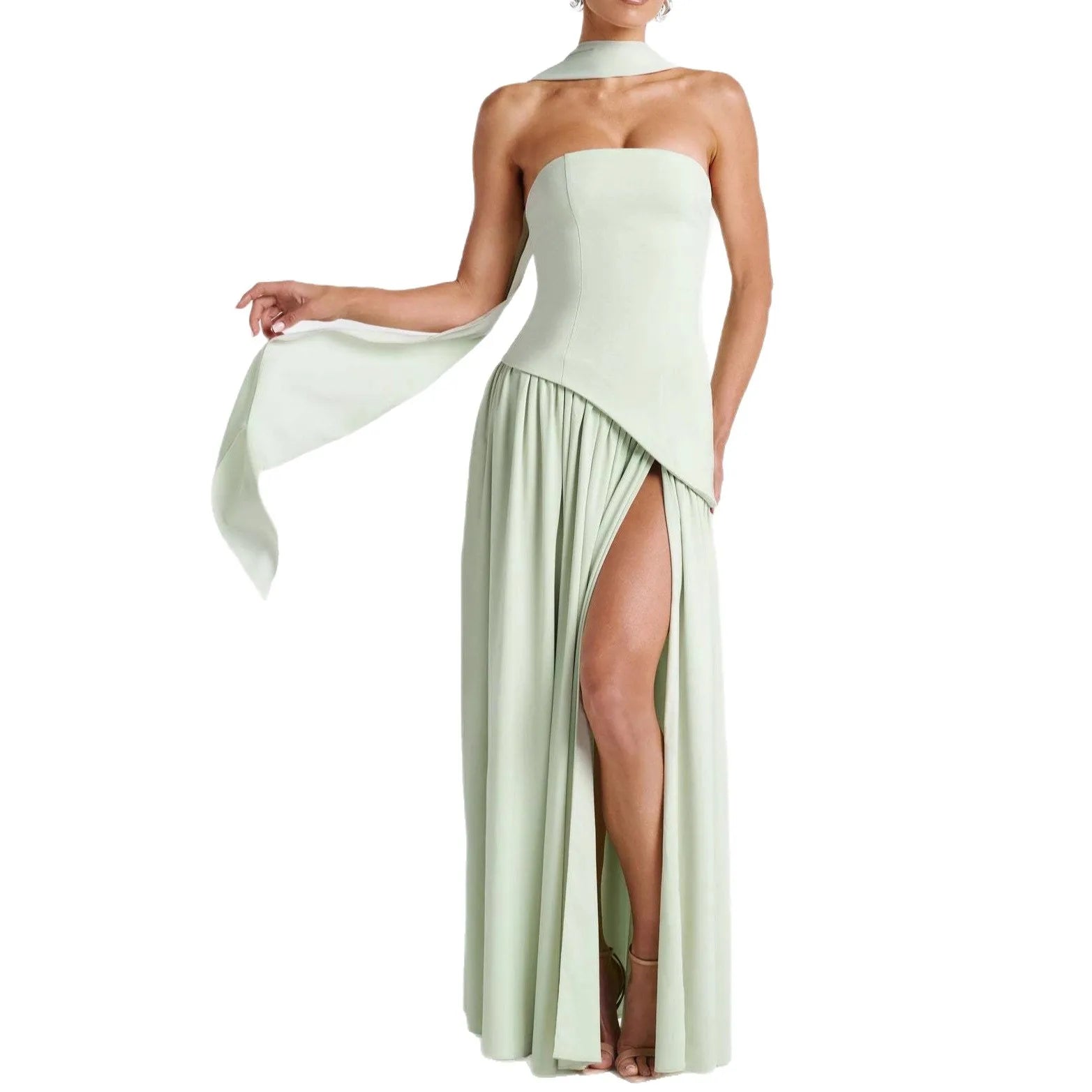 Robe longue tube fendue à la taille haute, pour femmes