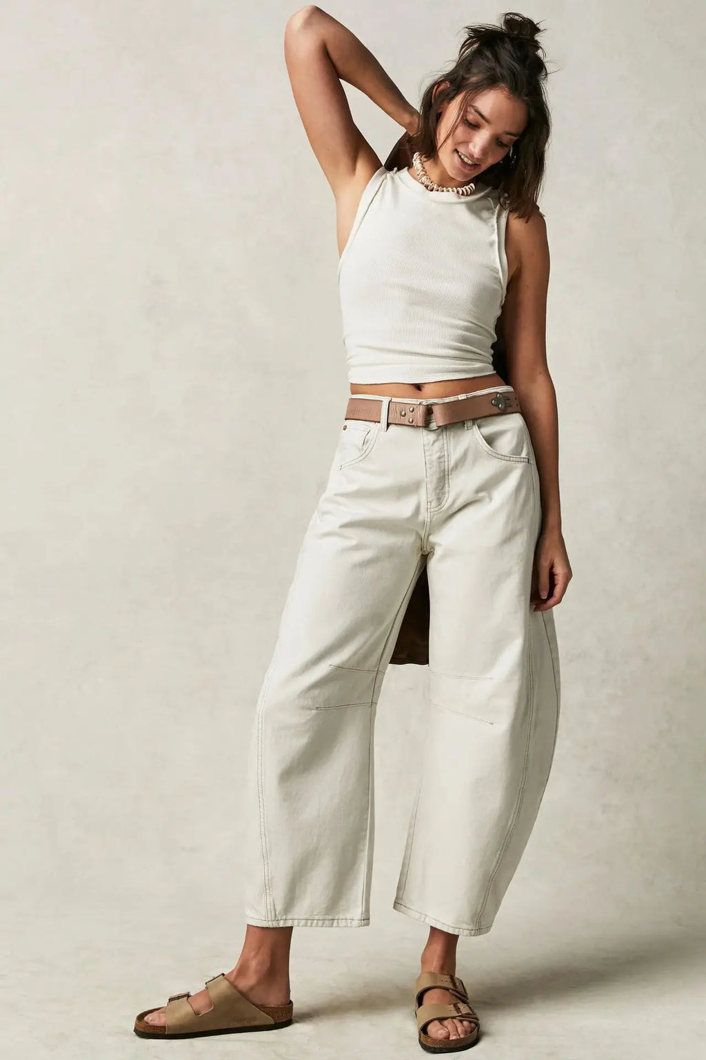 Pantalon en jean délavé taille mi-basse pour femmes
