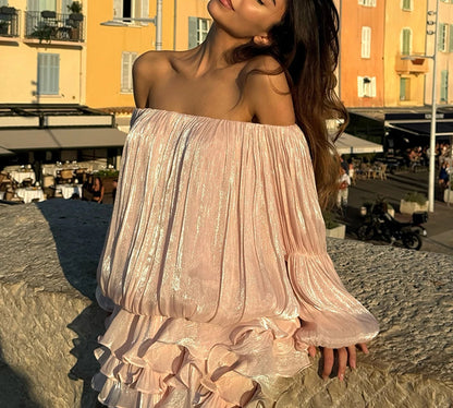 Robe Romantique Femme – Volants et Épaules Dénudées