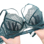 Ensemble soutien-Gorge Push Up et culotte en dentelle pour femmes