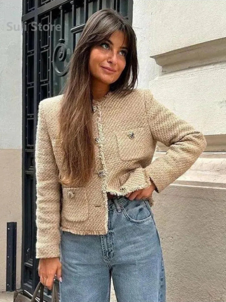 Veste en tweed basique chic pour femmes