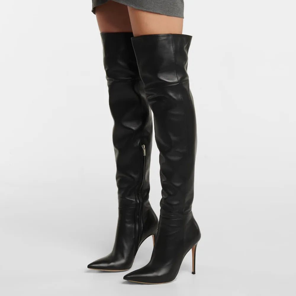 Botte noires en cuir pour femmes