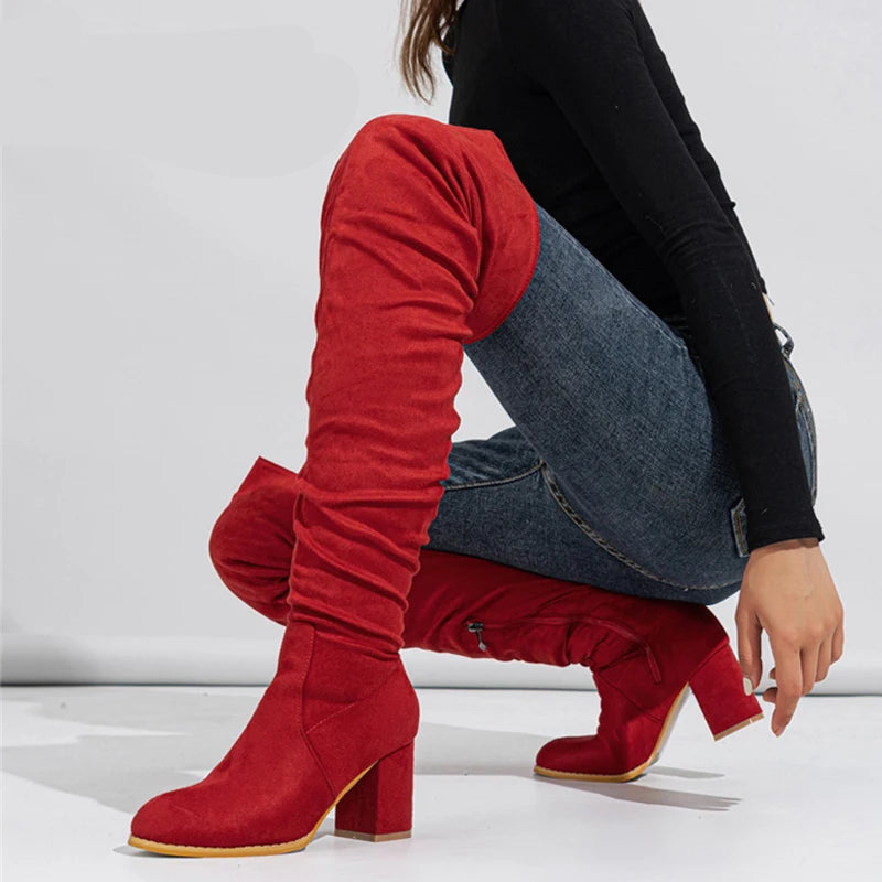 Bottes à glissière floquées pour femmes
