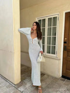 Robe de plage longue en tricot pour femmes