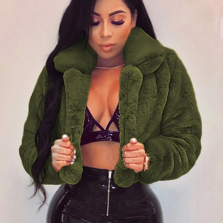 Manteau court en fausse fourrure pour femmes