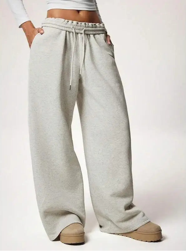 Pantalon large en molleton élastique avec doublure polaire pour femmes