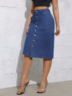 Jupe en jean vintage à simple boutonnage pour femmes