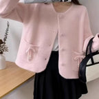 Pull-coat à poches et nœud papillon pour femmes