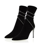 Bottines pointues en biscuits cristal pour femmes